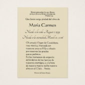 Spaanse Guadalupe Maria Rouwgebed Heilige kaart (Achterkant)