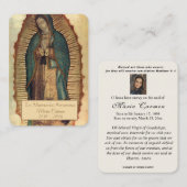 Spaanse Guadalupe Mary Funeral Prayer Heilige Kaar Plaatskaartje (Voorkant / Achterkant)