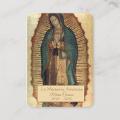 Spaanse Guadalupe Mary Funeral Prayer Heilige Kaar Plaatskaartje (Voorkant)