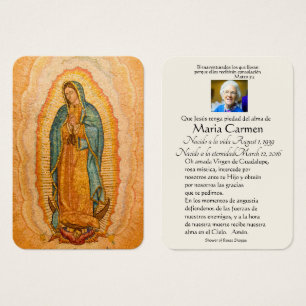Spaanse Guadalupe Mary Funeral Prayer Heilige Kaar Visitekaartje