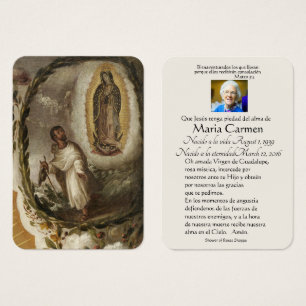 Spaanse Guadalupe Mary Funeral Prayer Heilige Kaar Visitekaartje