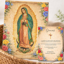 Spaanse Guadalupe-rouwkaarten met condoleances 