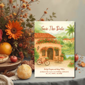 Spaanse Hacienda Destination bruiloft Save the Dat Kaart