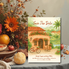 Spaanse Hacienda Destination bruiloft Save the Dat Kaart