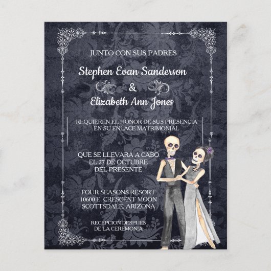 Spaanse halloween Wedding Skeletons Day of Dead in Flyer (Voorkant)