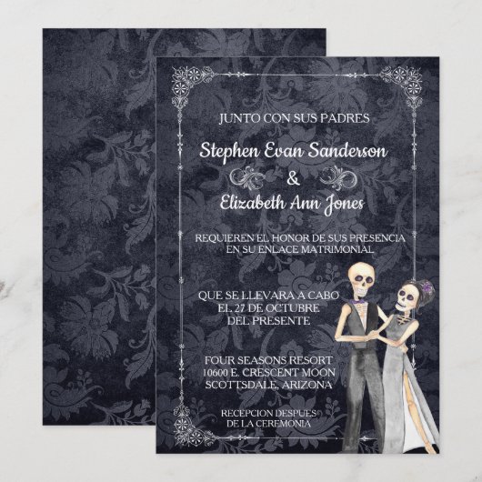 Spaanse halloween Wedding Skeletons Day of Dead Kaart (Voorkant / Achterkant)
