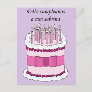 Spaanse Happy Birthday Niece Cartoon Cake Briefkaart