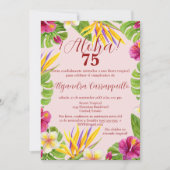Spaanse Hawaiiaanse Roze Aloha Elegant 75ste verja Kaart (Voorkant)