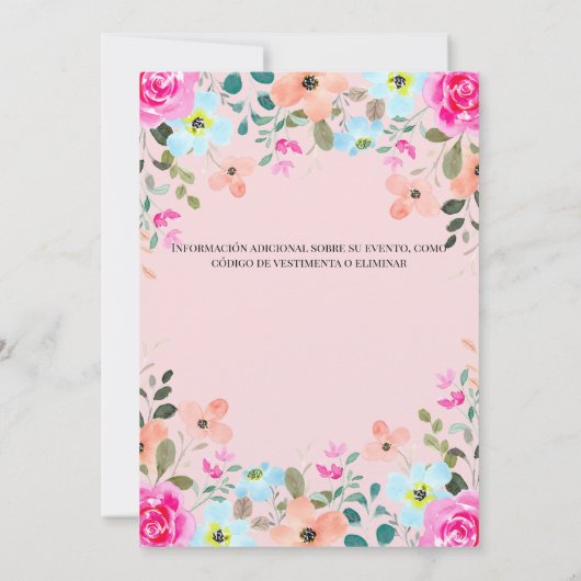 Spaanse Helderroze Bloemen 30ste Verjaardagsfeest Kaart (Achterkant)