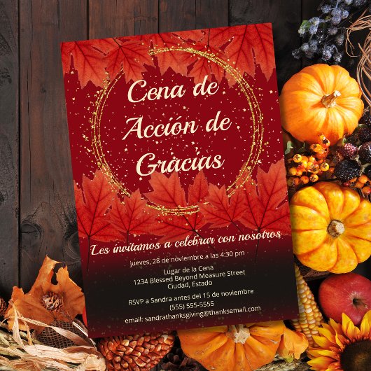 Spaanse herfstbladeren glinsteren op Thanksgiving- Kaart