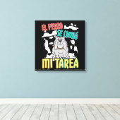 Spaanse hond at mijn huiswerk - Perro Tarea Canvas Afdruk (Insitu (Houten vloer))