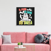 Spaanse hond at mijn huiswerk - Perro Tarea Canvas Afdruk (Insitu (Woonkamer))