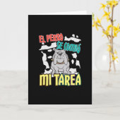 Spaanse hond at mijn huiswerk - Perro Tarea Kaart (Gele Bloem)