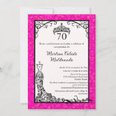 Spaanse Hot Pink Black Elegant 70ste Verjaardagsfe Kaart (Voorkant)