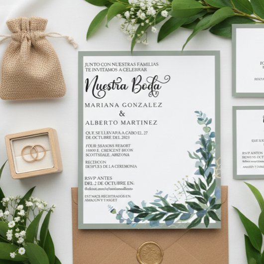 Spaanse Huwelijk Onze Bruiloft RSVP Eucalyptus