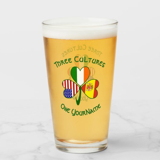 Spaanse Ierse vlaggen Shamrock personaliseren Glas (Voorkant gevuld)