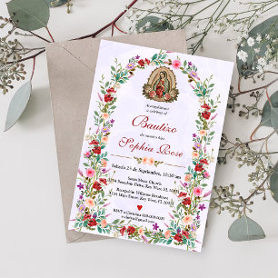 Spaanse Invitacion De Bautizo Floral Baptisme Kaart