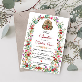 Spaanse Invitacion De Bautizo Floral Baptisme Kaart