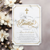 Spaanse Invitacion De Bautizo Marble Gold Kaart