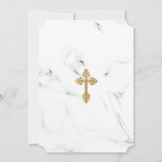 Spaanse Invitacion De Bautizo Marble Gold Kaart (Achterkant)