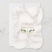 Spaanse Invitacion De Bautizo White Floral Marble Kaart (Achterkant)