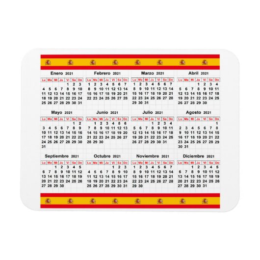 Spaanse kalender 2021 magneet (Horizontaal)