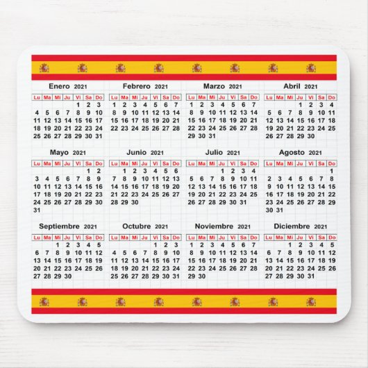 Spaanse kalender 2021 muismat (Voorkant)