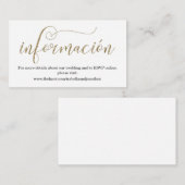 Spaanse kalligrafie-bruiloft Website Informatiekaartje (Voorkant / Achterkant)