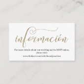 Spaanse kalligrafie-bruiloft Website Informatiekaartje (Voorkant)