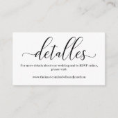 Spaanse kalligrafie-bruiloft Website Informatiekaartje (Voorkant)