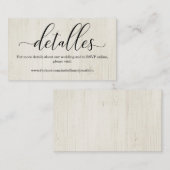 Spaanse kalligrafie-bruiloft Website Informatiekaartje (Voorkant / Achterkant)