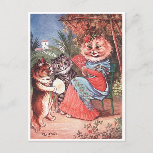 Spaanse kat van Louis Wain Briefkaart (Voorkant)