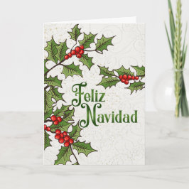 Spaanse kerst Feliz Navidad Holly Berries Feestdagen Kaart