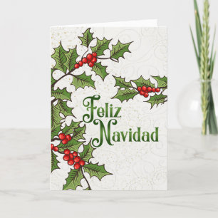 Spaanse kerst Feliz Navidad Holly Berries Feestdagen Kaart