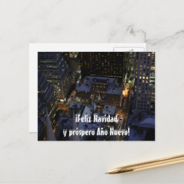 Spaanse kerstboom in Manhattan bij nacht Briefkaart