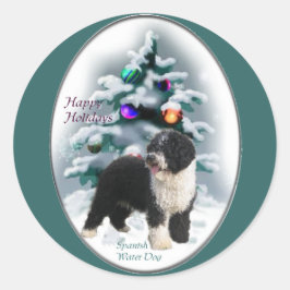 Spaanse kerstcadeautjes voor waterhonden ronde sticker