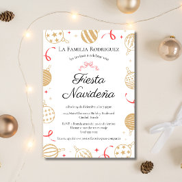 Spaanse Kerstfeest Navideña Goud & Rode Kerstfeest Kaart