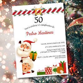 Spaanse Kerstman & Mevrouw Claus Kerstmis 50e verj Kaart
