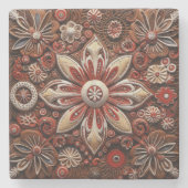 Spaanse Kerstmis Rode Ster Terracotta Kunst Stenen Onderzetter (Voorkant)