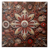 Spaanse Kerstmis Rode Ster Terracotta Kunst Tegeltje (Voorkant)