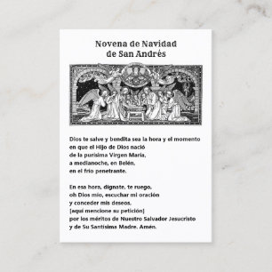 Spaanse Kerstmis St. Andreas Novena-gebed Visitekaartje