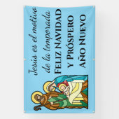 Spaanse Kerststal Jezus is de Rede Kerstmis Spandoek (Verticaal)