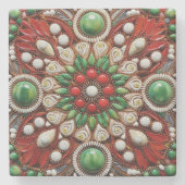 Spaanse Kerstster Handverf Terracotta No 2 Stenen Onderzetter (Voorkant)