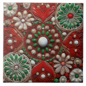 Spaanse Kerstster Handverf Terracotta No 3 Tegeltje (Voorkant)