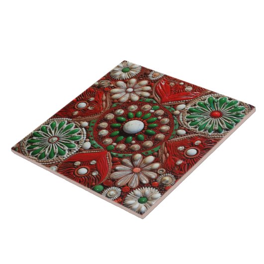 Spaanse Kerstster Handverf Terracotta No 3 Tegeltje (Zijkant)