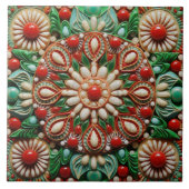 Spaanse Kerstster Handverf Terracotta No 6 Tegeltje (Voorkant)