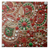 Spaanse Kerstster Handverf Terracotta No 7 Tegeltje (Voorkant)