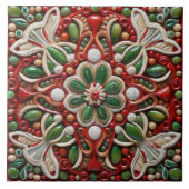 Spaanse Kerstster Handverf Terracotta No 8 Tegeltje (Voorkant)