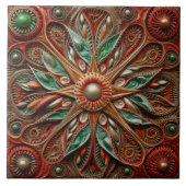 Spaanse Kerstster Handverf Terracotta Tegeltje (Voorkant)