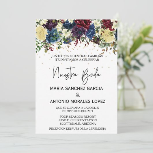 Spaanse kerstwinter Nuestra Boda Kaart (Staand voorkant)